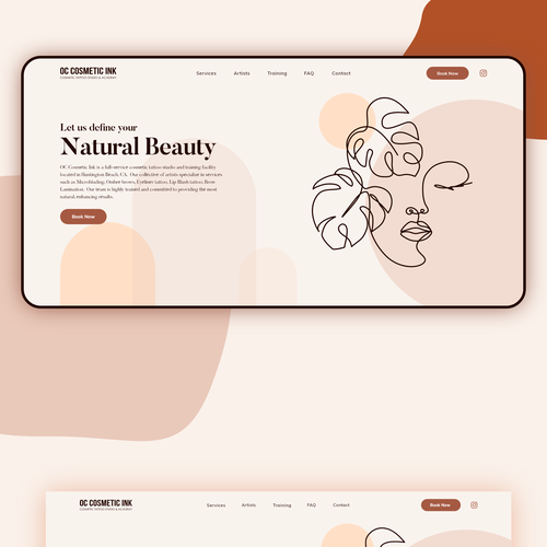 Beauty salon design with the title 'Cosmetic Tattoo Studio Website design'