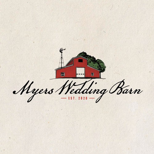 Script logo with the title 'Logo concept for Myers Wedding Barn'