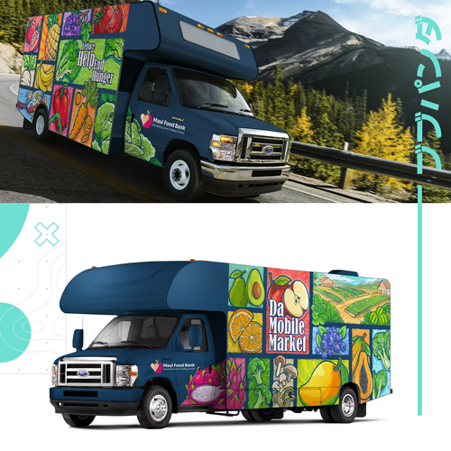 Vegetable design with the title 'Vehicle Wrap: Maui Food Bank Mobile Market Trucks'