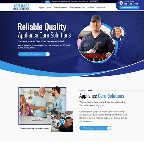 Home website with the title 'Appliance Care Solutions'