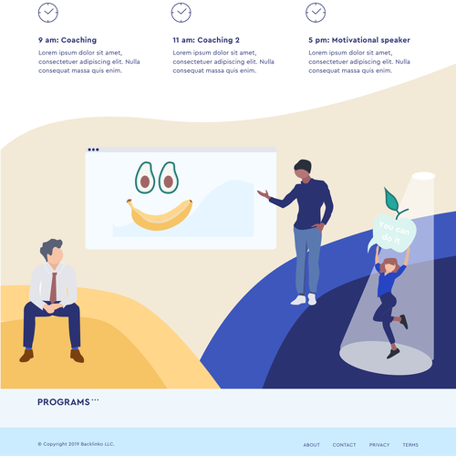 Infographic website with the title 'Relaunch of health career site Programs.com'