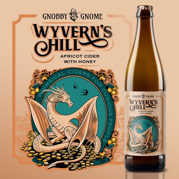 Cider label with the title 'Wyvern's Hill'