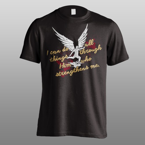 Distressed t-shirt with the title 'Christian soccer t shirt design'
