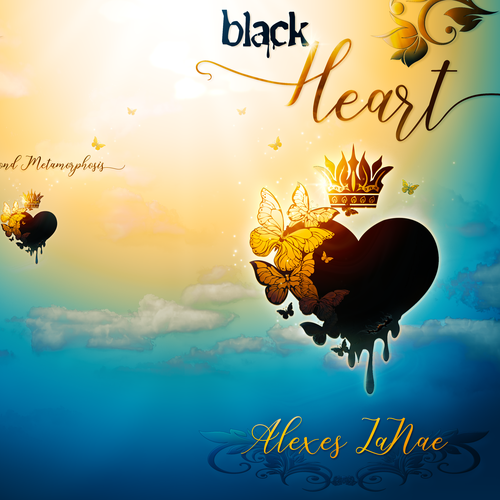 Abstract book cover with the title 'Poetry book & ebook cover - Black Heart'