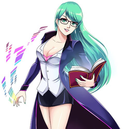 Anime design with the title 'Design Anime Character Graphic - The Librarian'