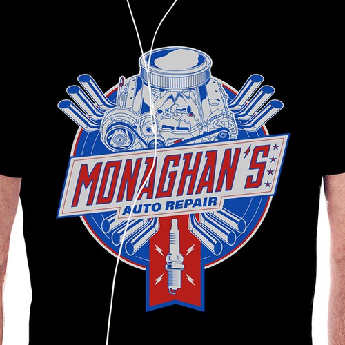 Engine design with the title 'Auto repair t-shirt'