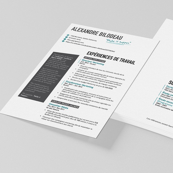 CV design with the title 'Marketing Mnagaer Resume Design'