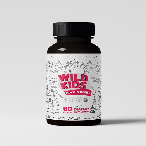 Gummy packaging with the title 'Wild Kids Mutli Gummies'