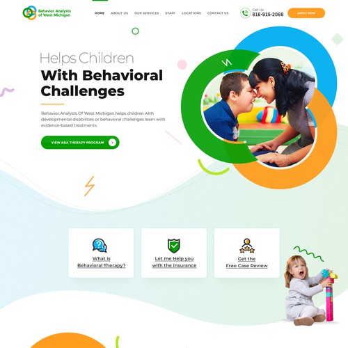 Playful website with the title 'Behavioral Therapy Homepage Design'