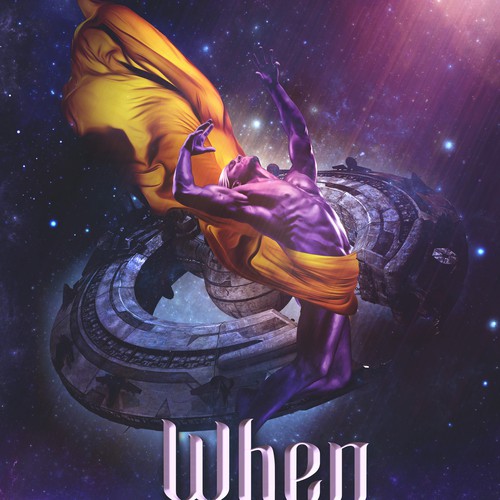 Digital art book cover with the title ''When gods die' book cover'