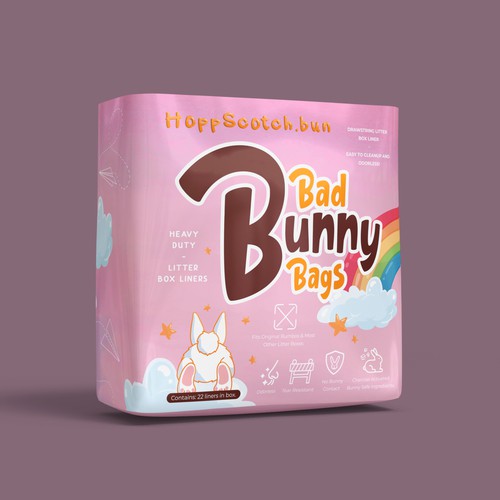 Background design with the title 'Bad Bunny Bags'