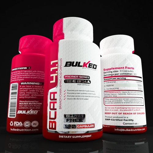 Fitness label with the title 'Bcaa'