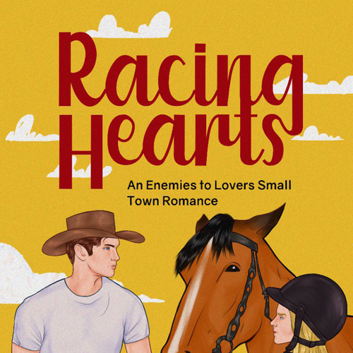 Horse book cover with the title 'Racing Heart | illustrated Book Cover'