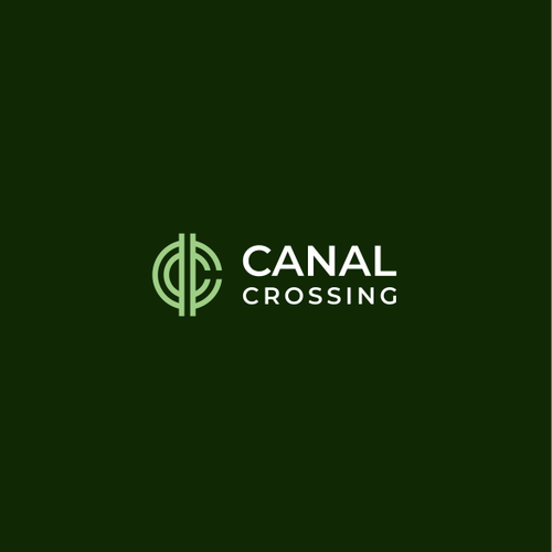 Cottage logo with the title 'Illusionary logo for family rental cottage community: Canal Crossing'