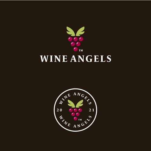 Angel wing design with the title 'WINE ANGELS'