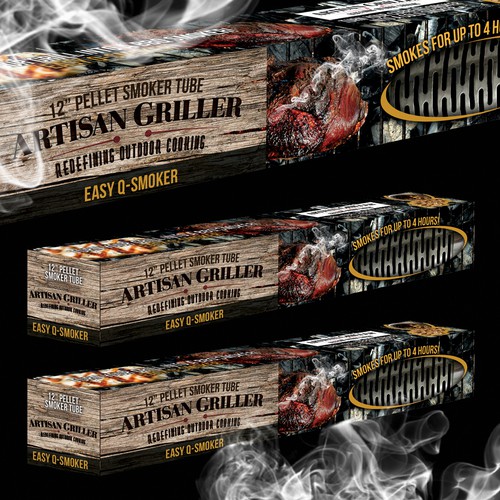Smoke packaging with the title 'Packaging Design for a bbq smoker '