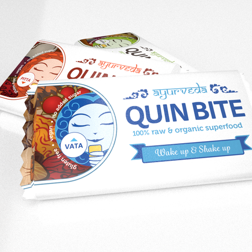 Vegan label with the title 'Superfood fruit & nut  dessert bar label design'