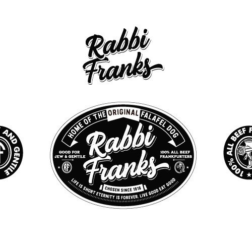 Pink and brown design with the title 'Rabbi Franks'