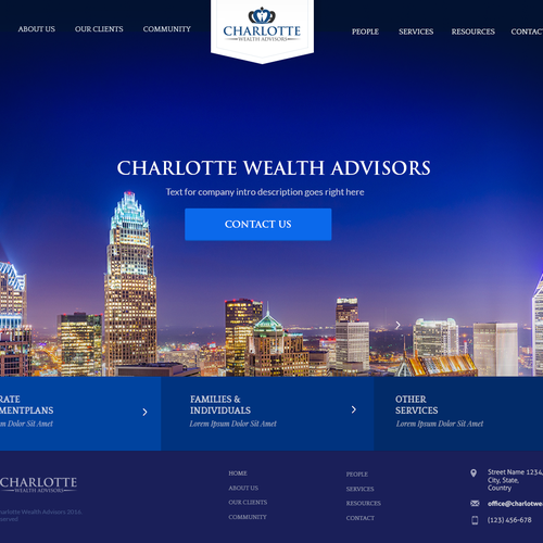Finance design with the title 'Charlotte Weal Advisors Landing Page'