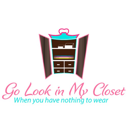 Girly logo with the title 'Create an inviting closet with different clothes using bright colors'