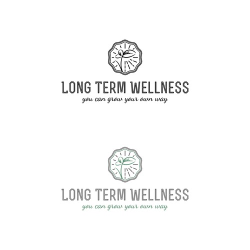 Growth brand with the title 'Long Term Wellness logo for a nutrition and health coach.'