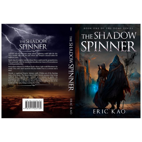 Illustrated design with the title 'The Shadow Spinner'