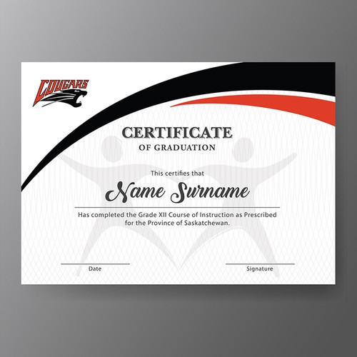 Certificate design with the title 'Graduation Certificate design winner'