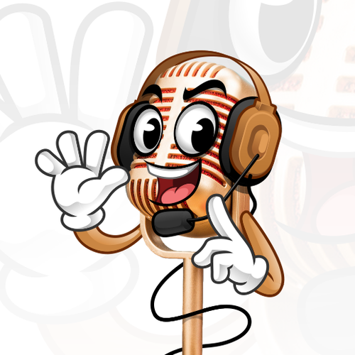 Podcast cover artwork with the title 'Mascot Design for On Air Audio Studios Inc.'