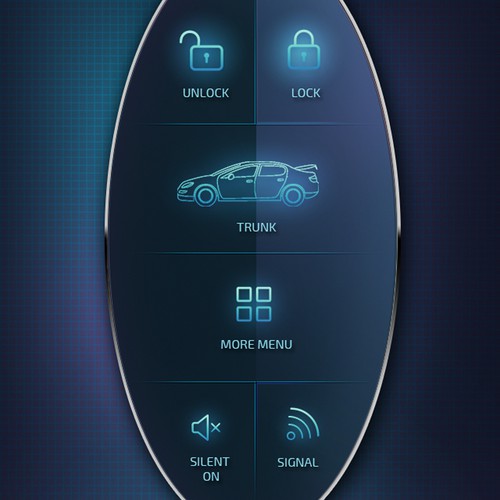 Dark blue design with the title 'A car remote control app design'