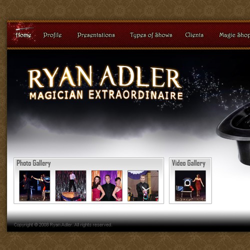 Service website with the title 'Ryan Adler Magician Website'