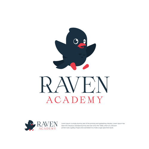 Crow design with the title 'Raven Academy'