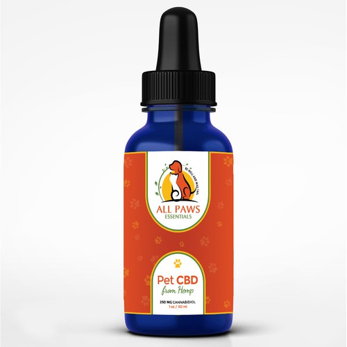 Yellow label with the title 'Product label for pets'