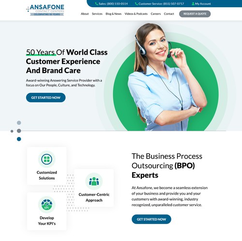 Call center design with the title 'Ansafone'