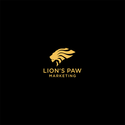 Lion head design with the title 'LION'S PAW MARKETING'