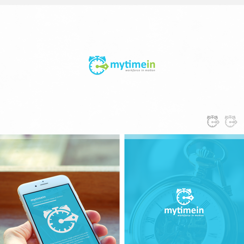 Clock design with the title 'Logo design for an employee time tracking website'