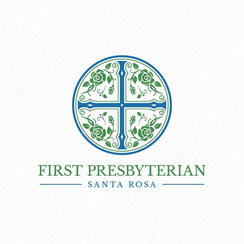 Rose design with the title 'Floral Cross Church Roses Logo'