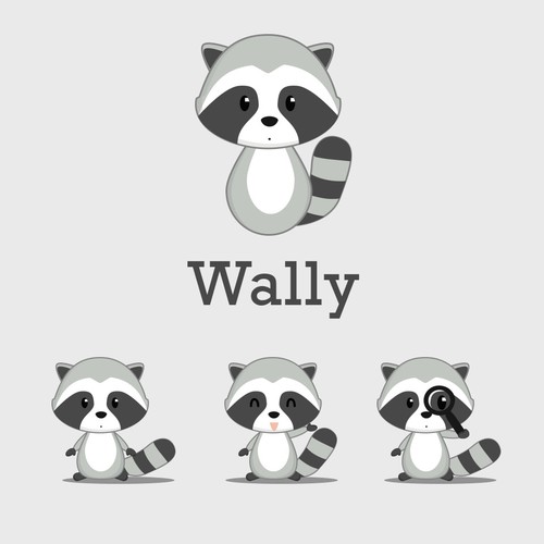 Raccoon design with the title 'Wally The Curious Racoon'