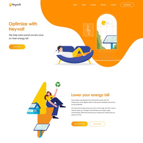 Solar panel design with the title 'Heyvolt - A solar optimizing company'