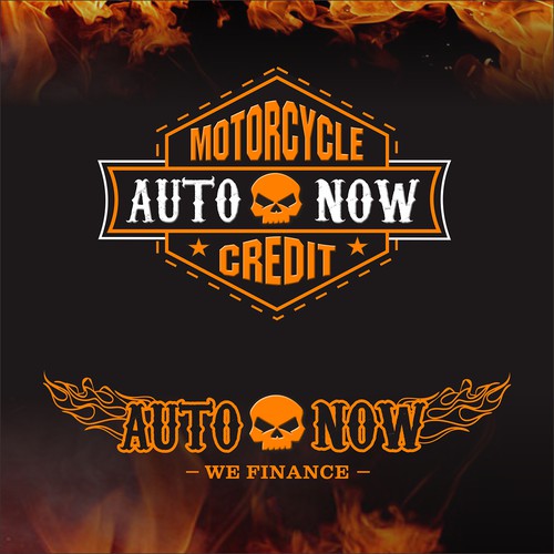 Orange t-shirt with the title 'Auto Now Motorcycle & Finance t-shirt design'