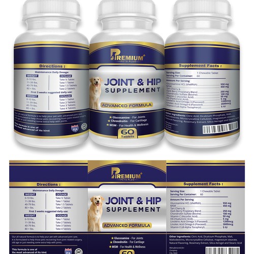 Supplement label with the title 'JOINT & HIP LABEL'