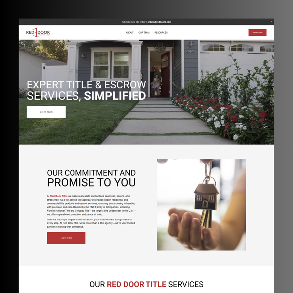 Motion design with the title 'Red Door Title Services Website Redesign'
