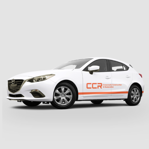 Grid logo with the title 'Crossroads Construction & Restoration Monogram Design'