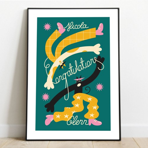 Poster artwork with the title 'Congratulations from cats'