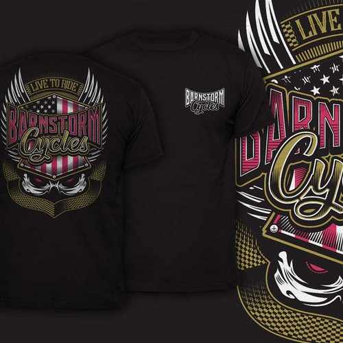 Motorcycle t-shirt with the title 'Barnstorm Cycles'