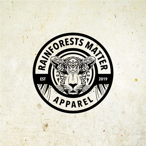 Cheetah design with the title 'Rainforests Matter Apparel'
