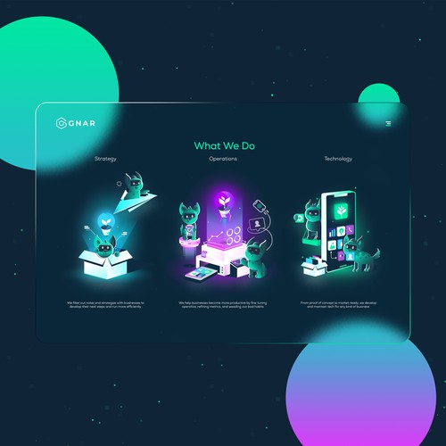 Startup website with the title 'GNAR illustration Web'