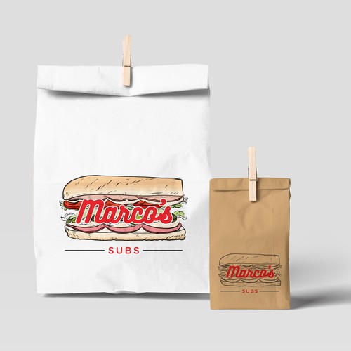 Sandwich shop logo with the title 'Sub Shop Logo'