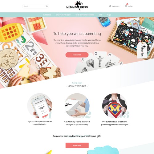 Kid website with the title 'Mommy Hacks'