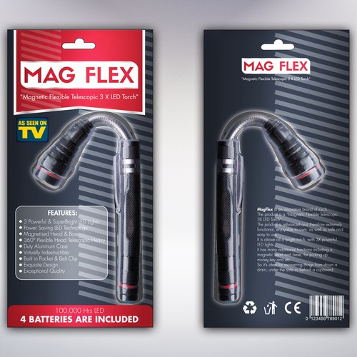 Brand packaging with the title 'Packaging for Mag Flex'