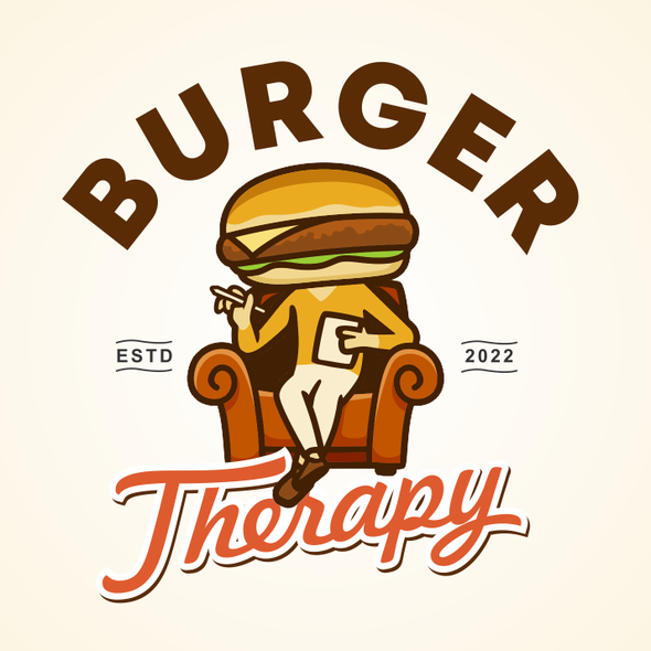 Whimsical logo with the title 'Burger Therapy logo'